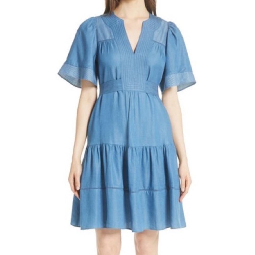 Kate Spade Chambray Tie Back Tiered Dress